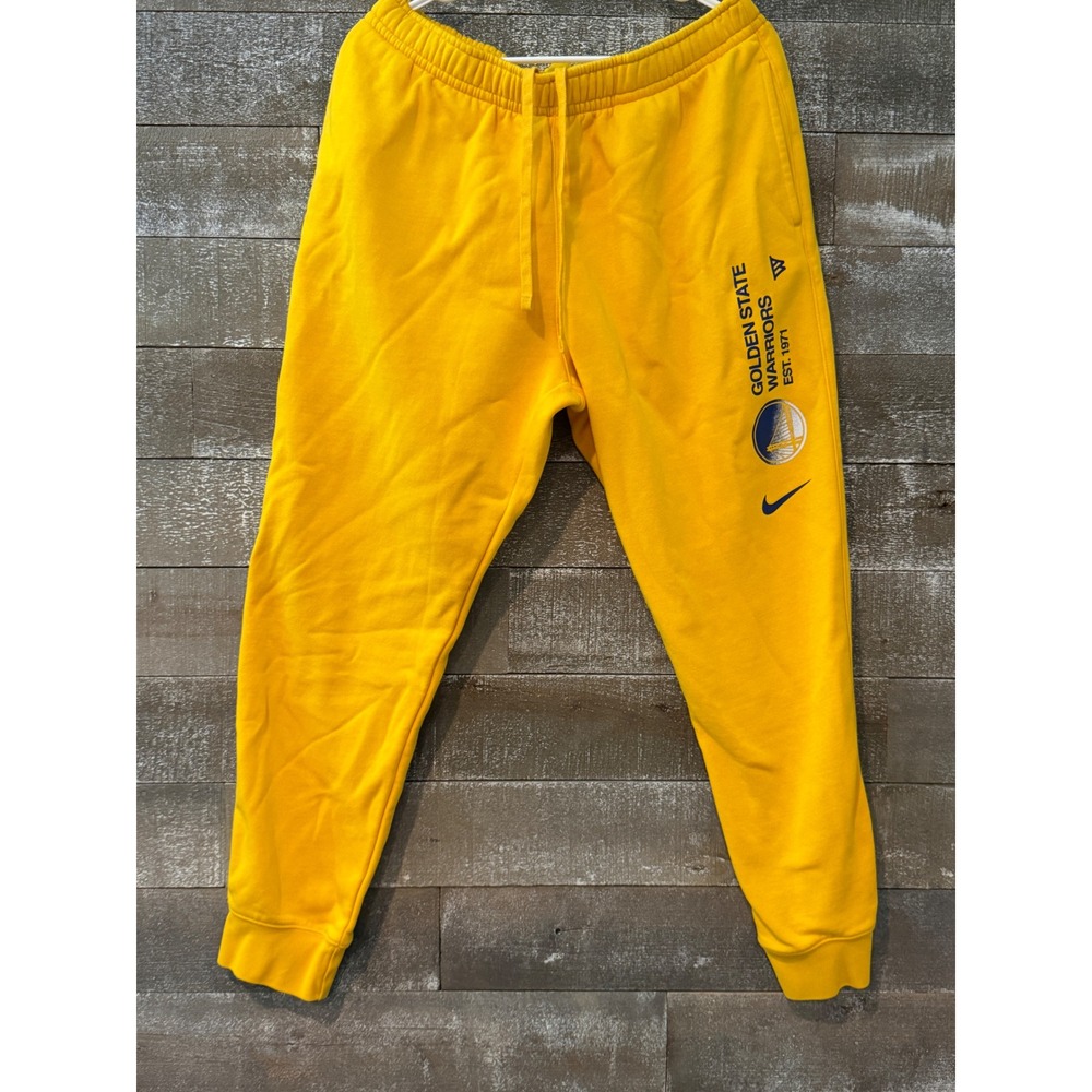 Nike NBA Golden State Warriors Sweatpants Mens Large Yellow
